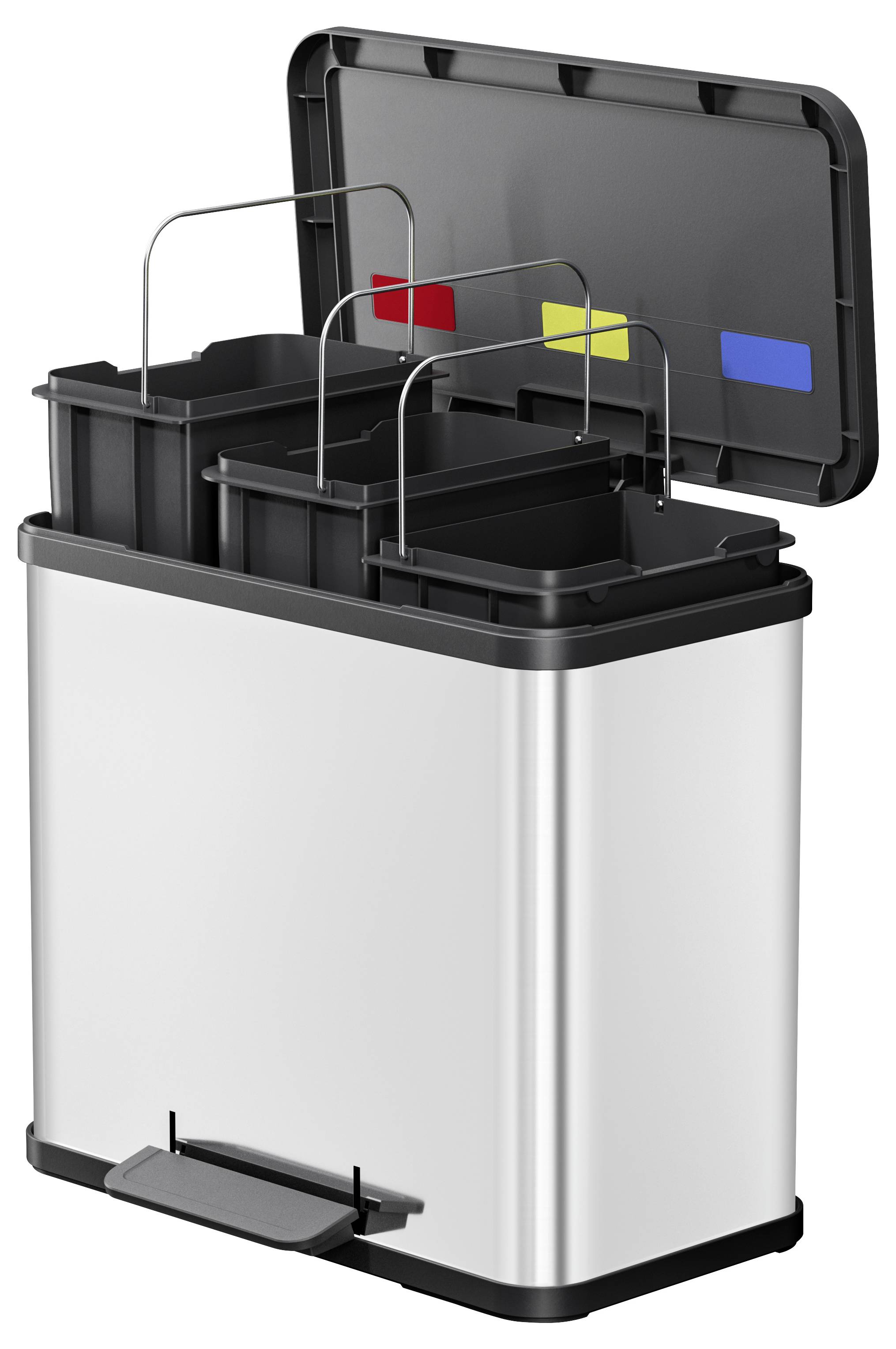 Hailo öko trio plus L 6332000 Mülleimer 27l Edelstahl (B x H x T) 470 x 430 x 340mm Edelstahl Fuß-Tretmechanik 1St.