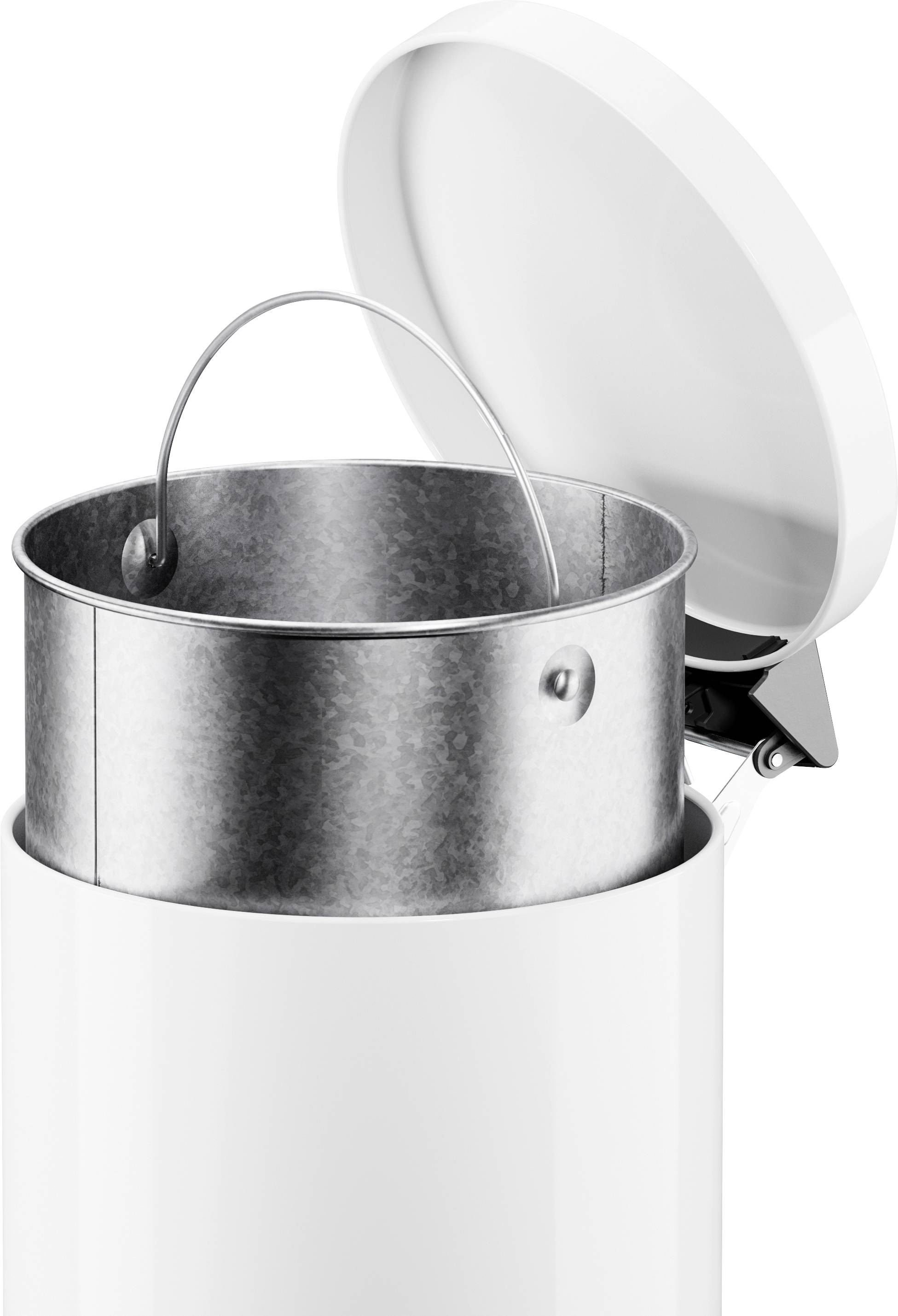 Hailo Solid M 0514-099 Mülleimer 12l Stahlblech (B x H) 280mm x 360mm Weiß Fuß-Tretmechanik 1St.