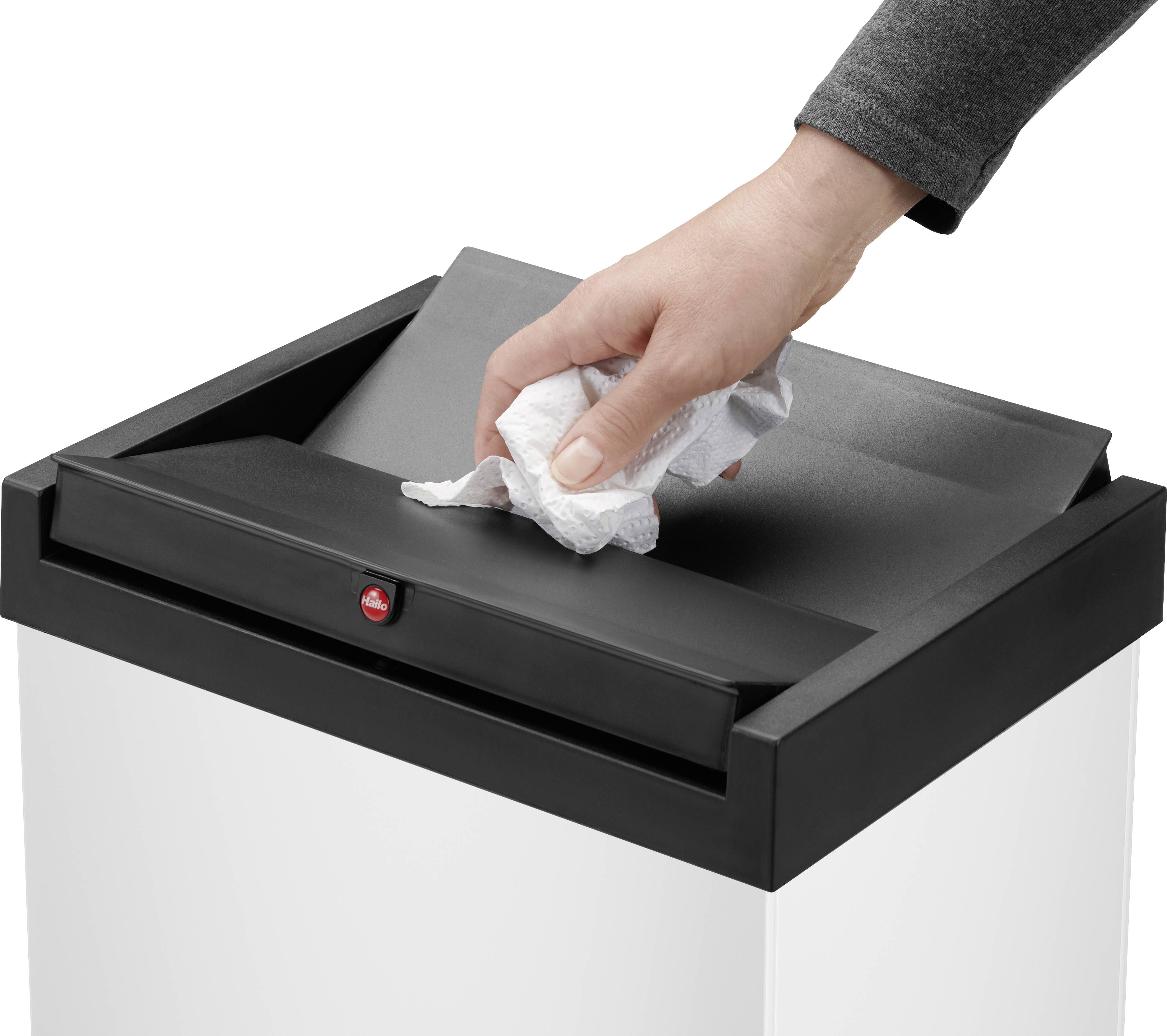 Hailo Bix-Box Swing XL 8602310 Mülleimer 52 l Stahlblech (B x H x T) 339 x 763 x 260 mm Weiß, Schwarz Selbstschließender Schwingdeckel 1 St.