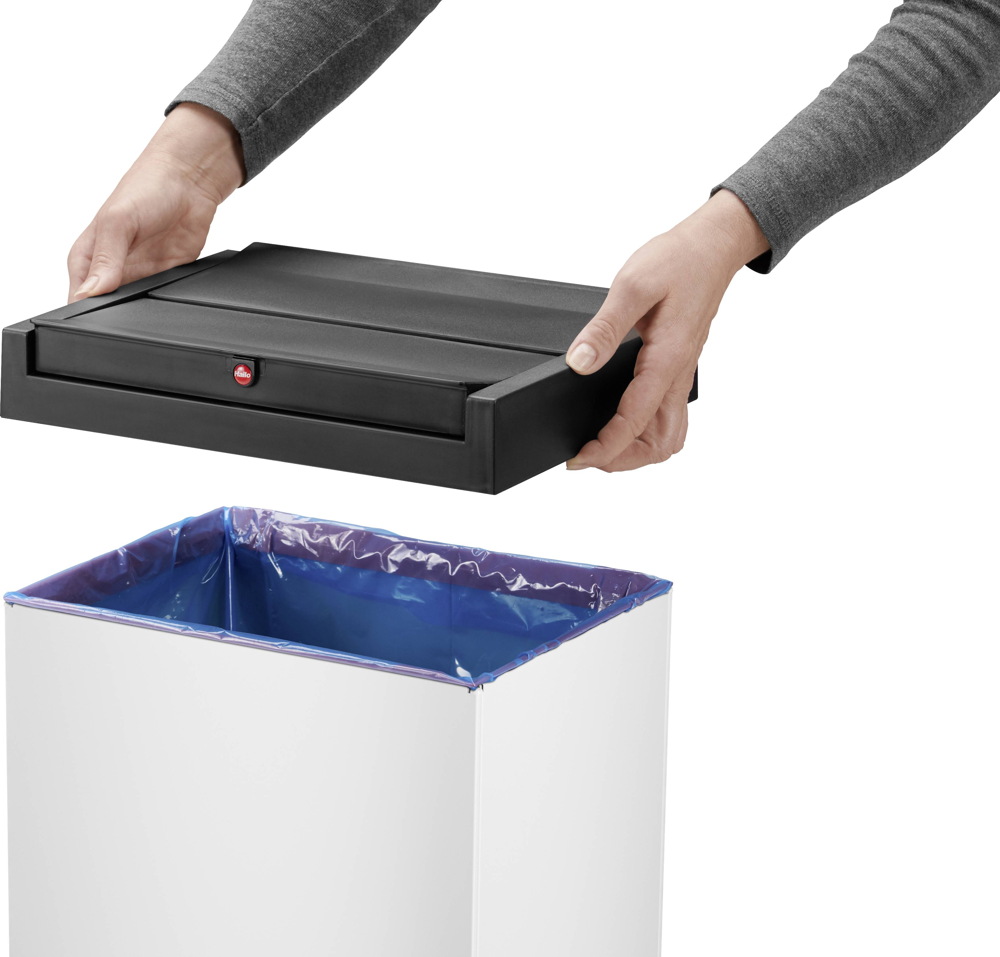 Hailo Bix-Box Swing XL 8602310 Mülleimer 52 l Stahlblech (B x H x T) 339 x 763 x 260 mm Weiß, Schwarz Selbstschließender Schwingdeckel 1 St.