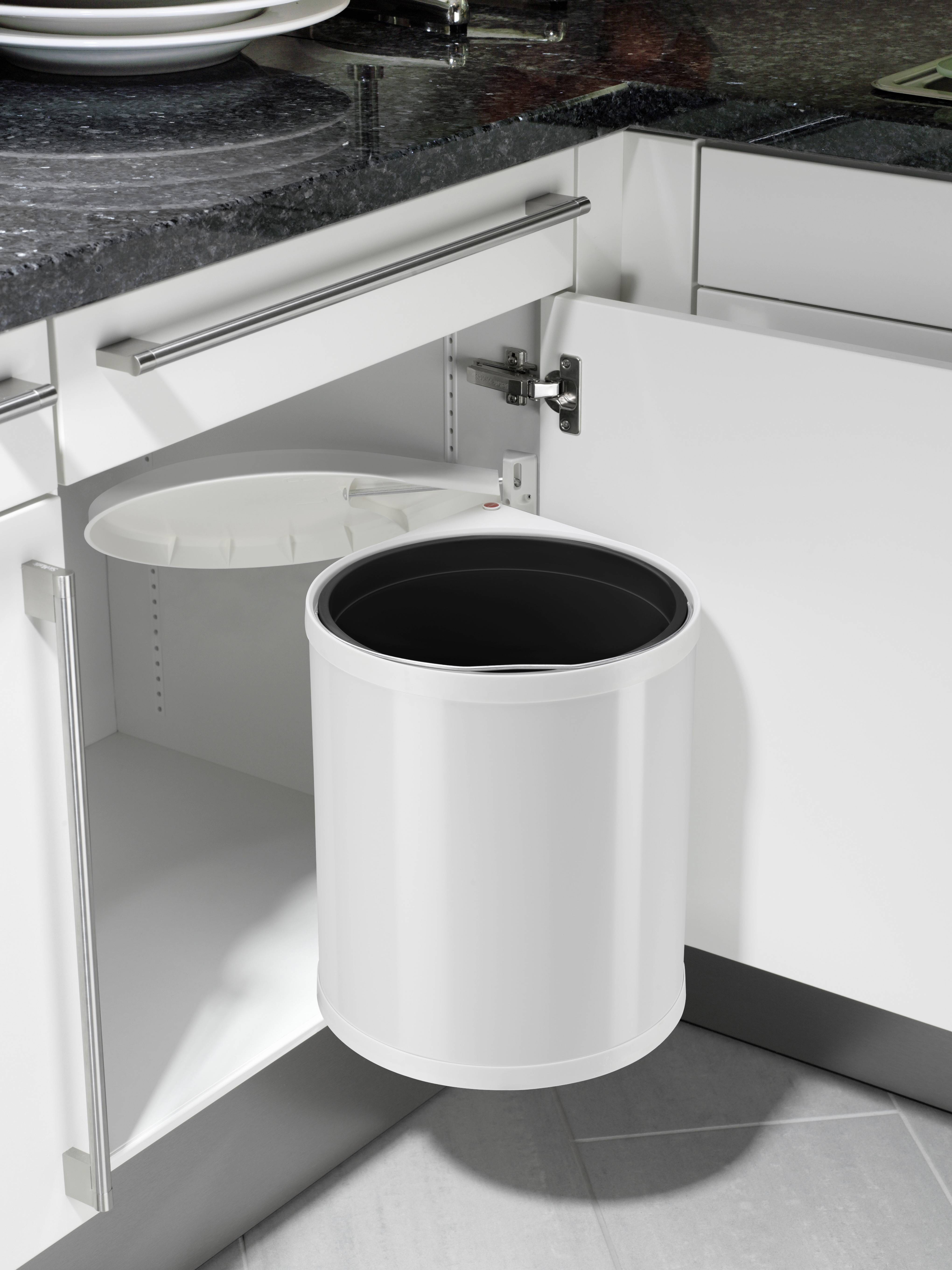 Hailo Compact-Box M 3555-001 Mülleimer 15l Stahlblech (Ø x H) 285mm x 355mm Weiß 1St.