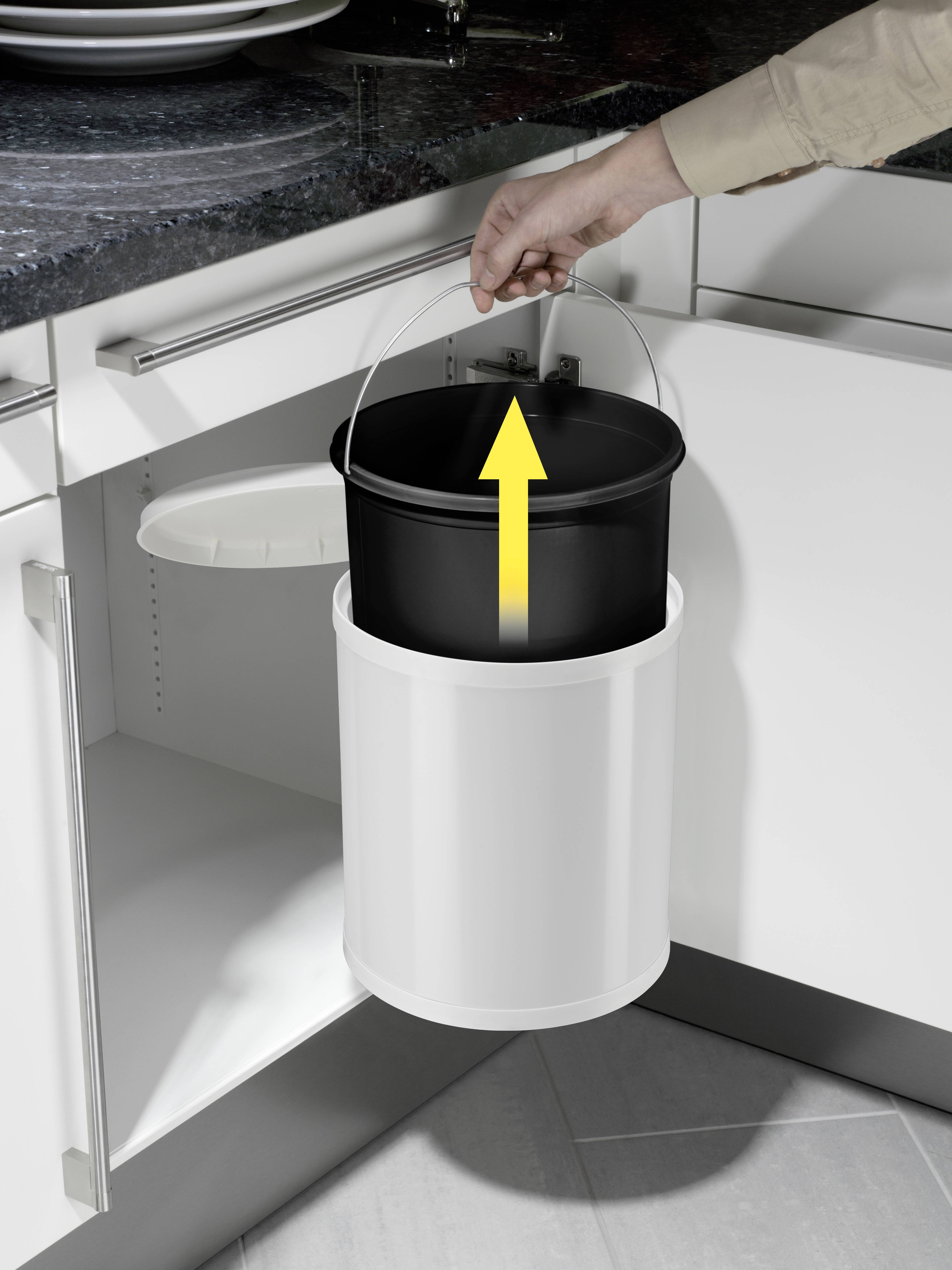 Hailo Compact-Box M 3555-001 Mülleimer 15l Stahlblech (Ø x H) 285mm x 355mm Weiß 1St.