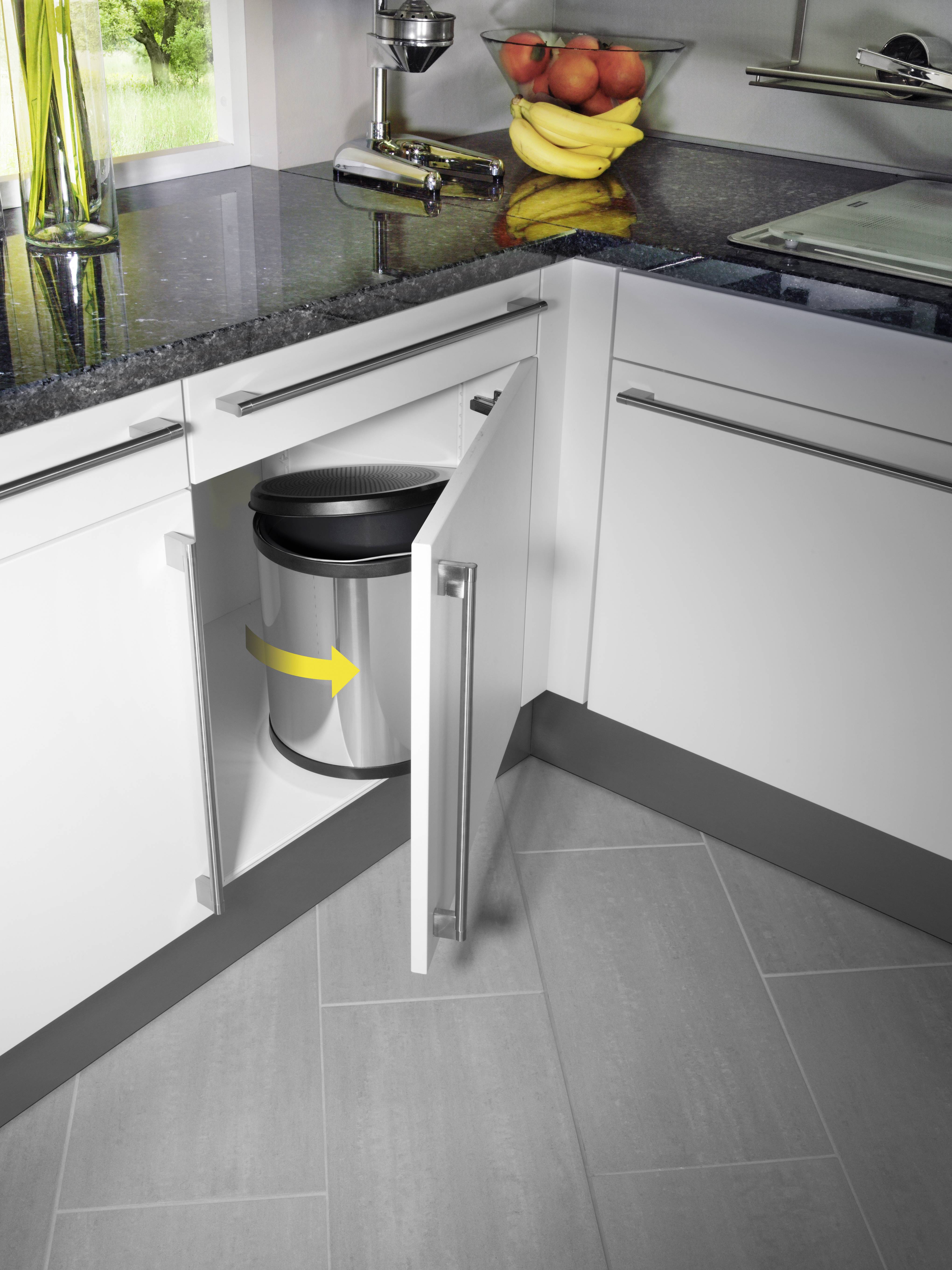 Hailo Compact-Box M 3555-101 Mülleimer 15 l Edelstahl (Ø x H) 285 mm x 355 mm Silber, Schwarz 1 St.