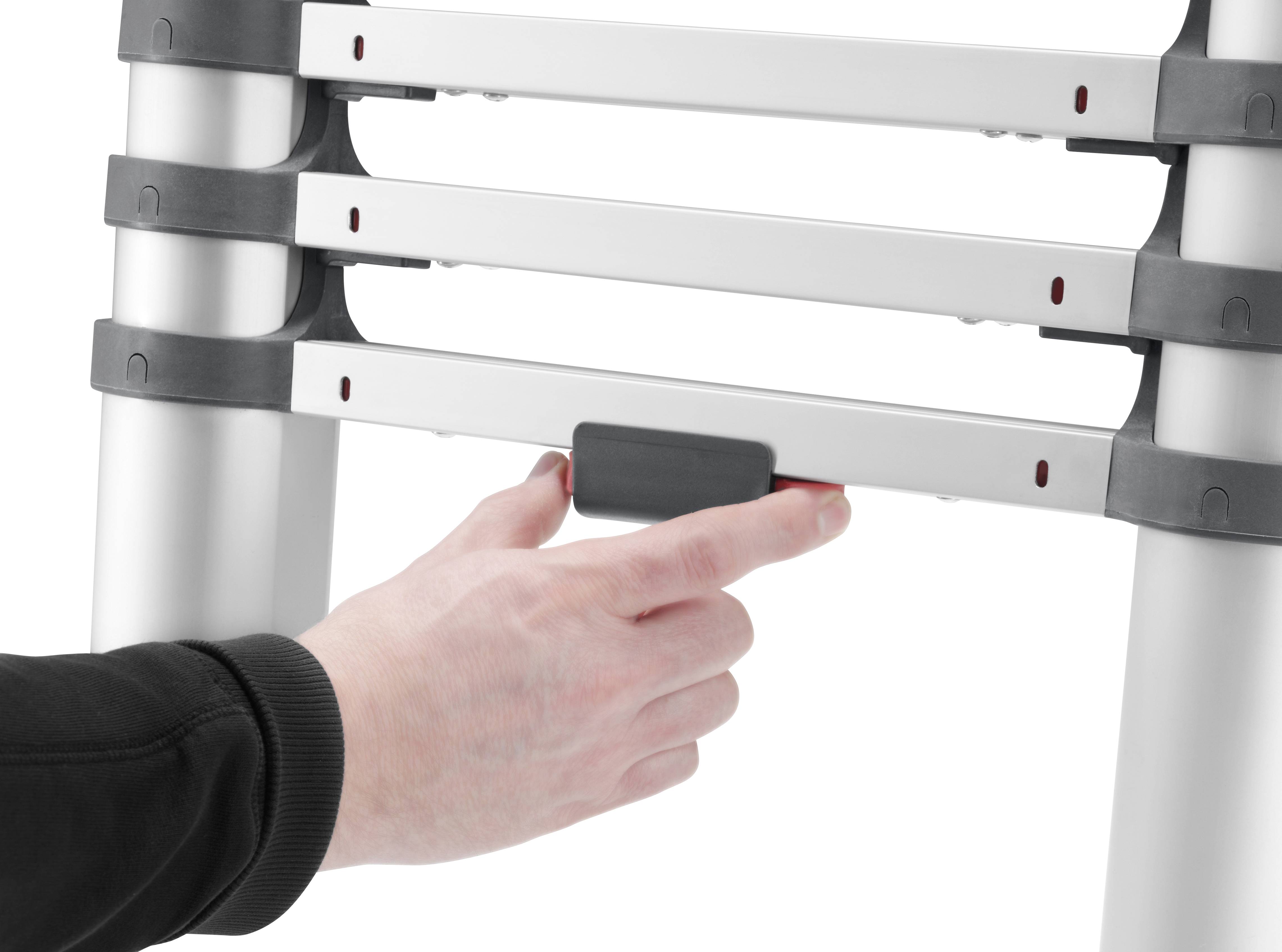 Hailo T80 FLEXLINE 7113-111 Aluminium Teleskopleiter Arbeitshöhe (max.): 3.95m Silber, Schwarz, Rot DIN EN 131 10.7kg