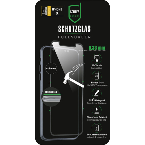 Scutes Deluxe 3D Schutzglas schwarz IP X Displayschutzglas Passend für: Apple iPhone X 1 St.