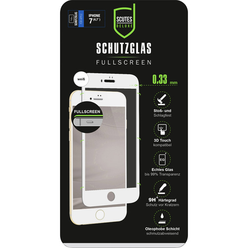 Scutes Deluxe 3D Schutzglas, IP7/8 weiß Displayschutzglas Passend für: Apple iPhone 7, Apple iPhone