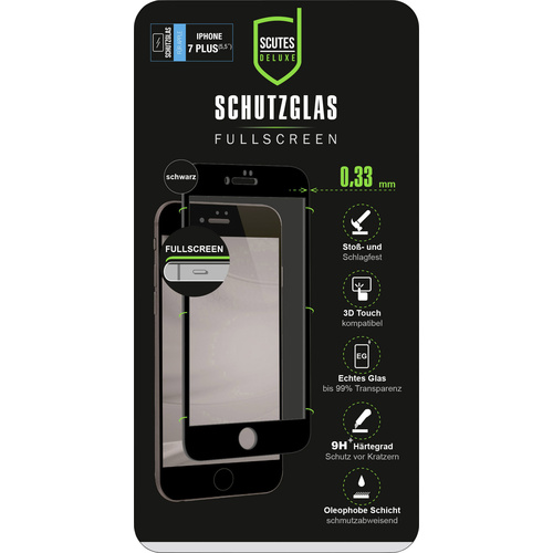 Scutes Deluxe 3D Schutzglas, IPhone 7/8 plus sch. Displayschutzglas Passend für: Apple iPhone 7 Plu