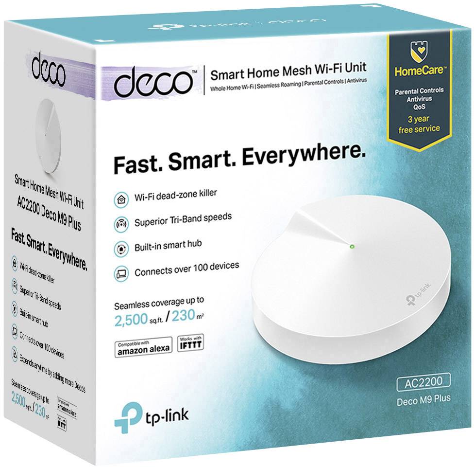 TP-LINK Deco M9 Plus(1-pack) einzeln Mesh-Netzwerk 2.2 GBit/s 2.4 GHz, 5 GHz