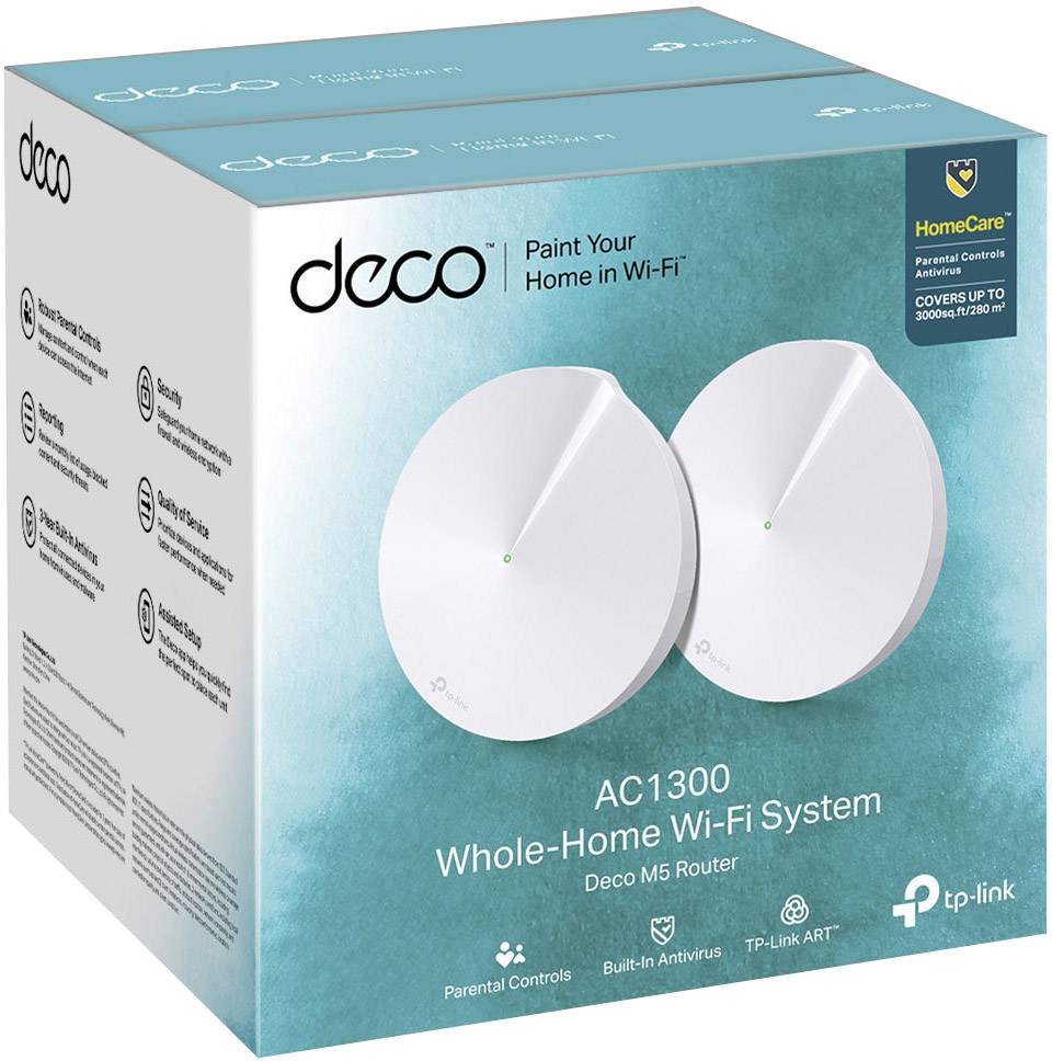 TP-LINK Deco M5(2-Pack) 2er-Pack Mesh-Netzwerk 1300 MBit/s 2.4 GHz, 5 GHz
