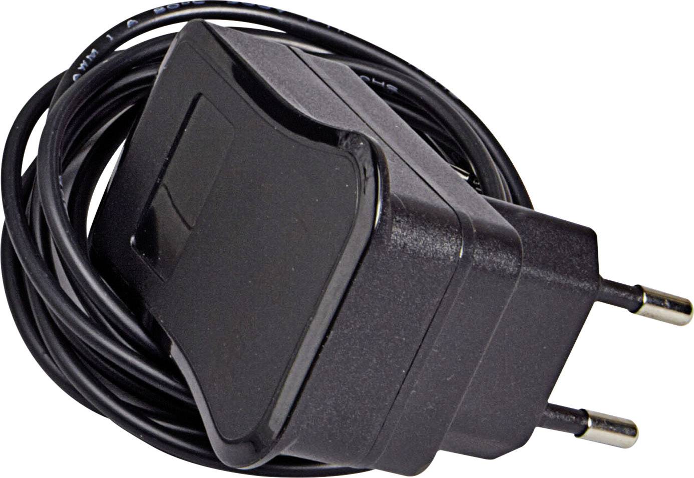 Schwarzes Netzteil mit Steckdosenstecker und langem Kabel, für elektronische Geräte geeignet.