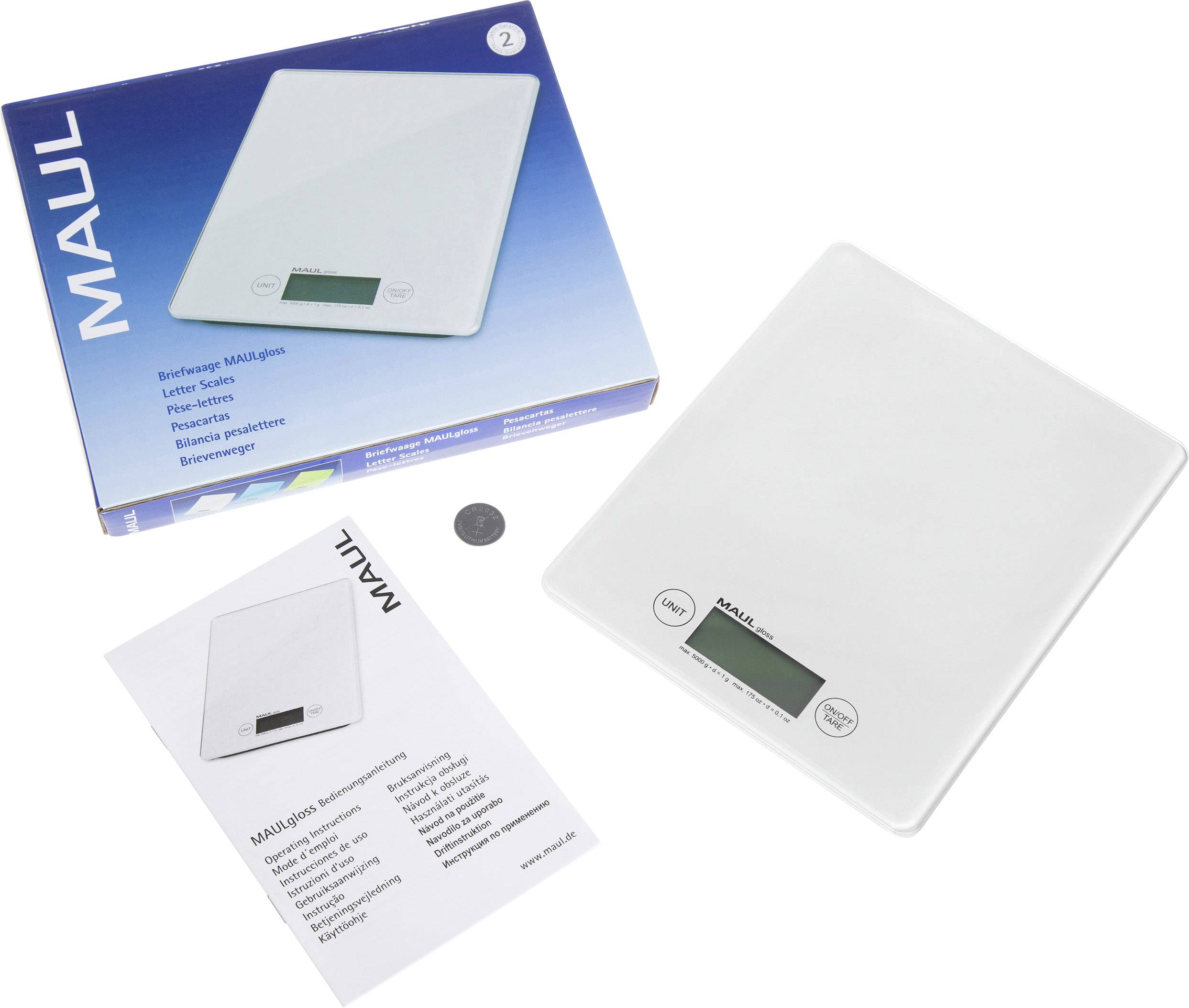 Maul 1666002 Briefwaage 1666002 Wägebereich (max.) 5000 g Ablesbarkeit 1 g batteriebetrieben Weiß