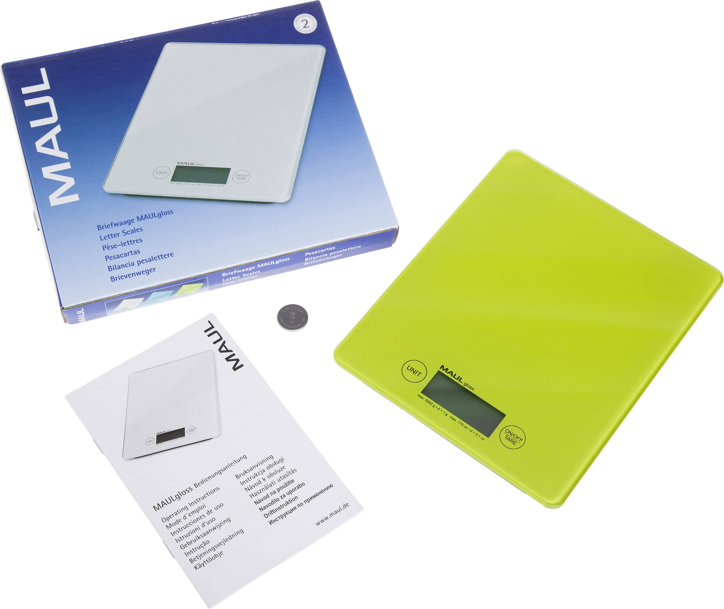 Maul 1666054 Briefwaage 1666054 Wägebereich (max.) 5000 g Ablesbarkeit 1 g batteriebetrieben Hellgrün