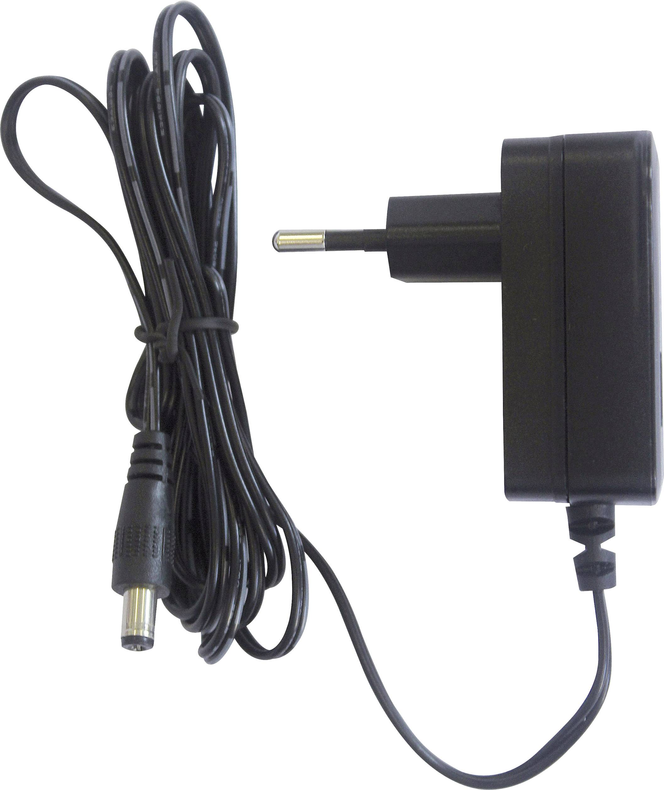 Schwarzes Netzteil mit Kabel und Eurostecker, geeignet für elektrische Geräte.