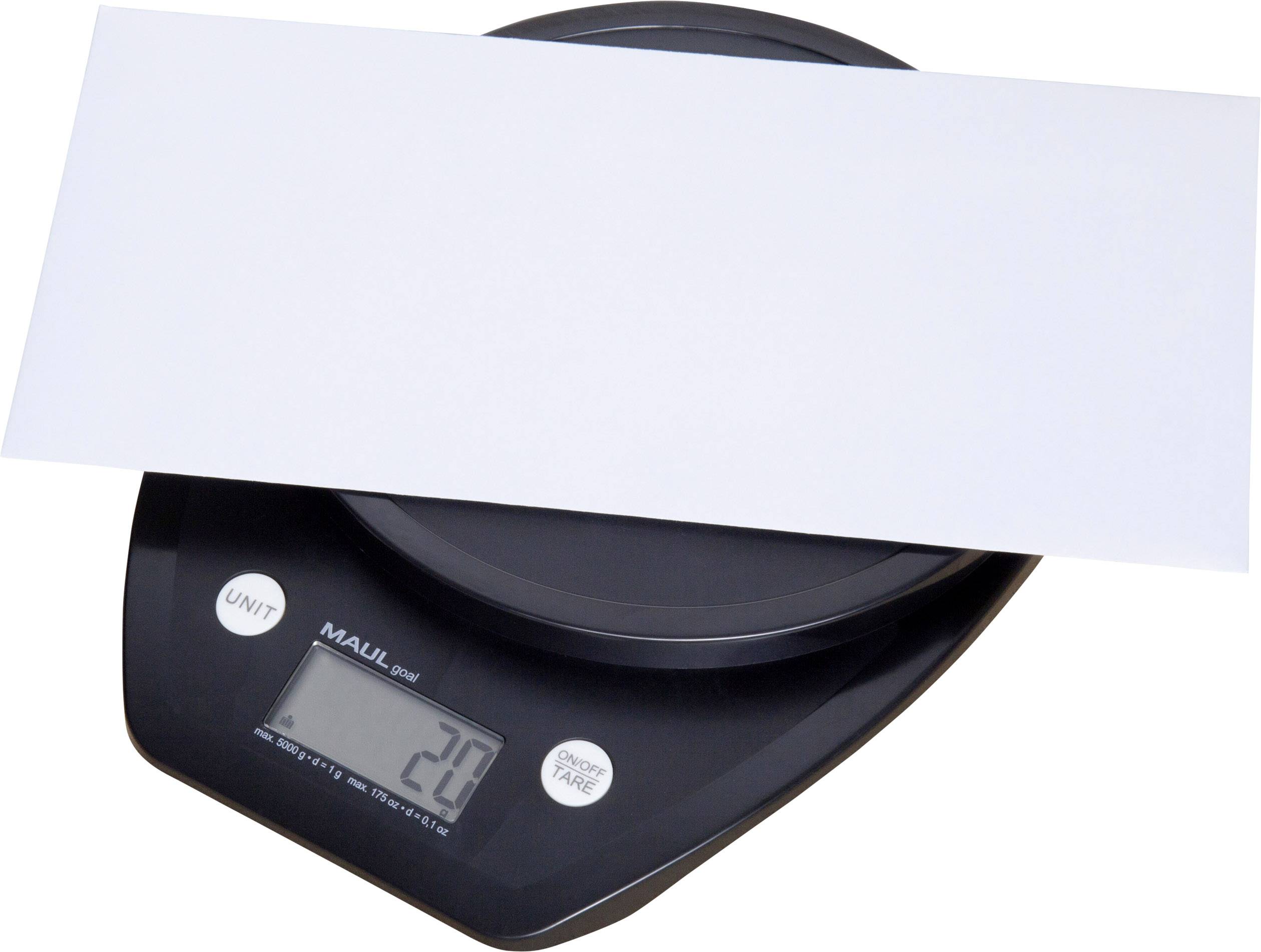 Maul 1646090 Briefwaage Wägebereich (max.) 5000 g Ablesbarkeit 1 g batteriebetrieben Schwarz