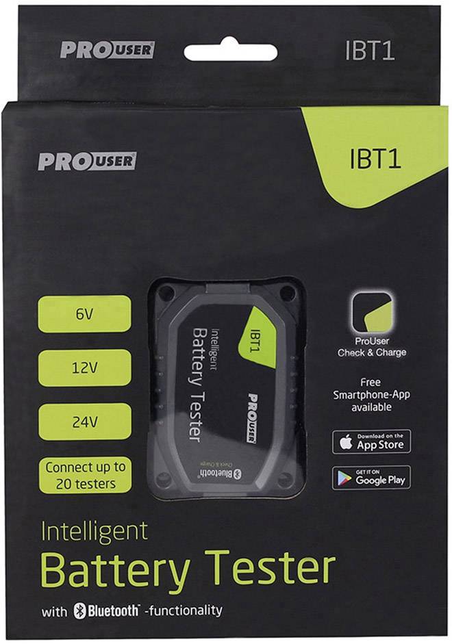 ProUser Batterieüberwachung 6 V, 12 V, 24V appfähig, Bluetooth® Verbindung 8.2cm x 5.4cm x 1.2cm