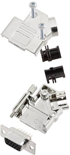 TRU COMPONENTS TCD45PKM09HDS15K 7709156 D-SUB Buchsenleisten-Set 45° Polzahl: 15 Lötkelch 1St.