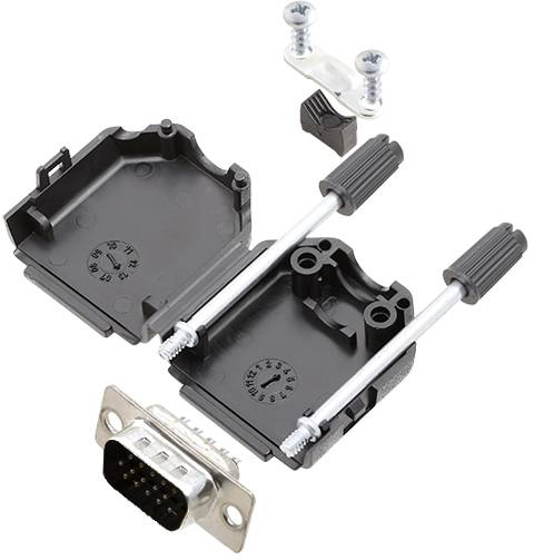 TRU COMPONENTS TCDPPK09BKHDP15K 7709052K D-SUB Stiftleisten-Set 180° Polzahl: 15 Lötkelch