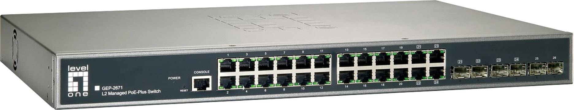 LevelOne GEP-2672 20 GE PoE-Plus + 4 GE Netzwerk Switch  1 GBit/s