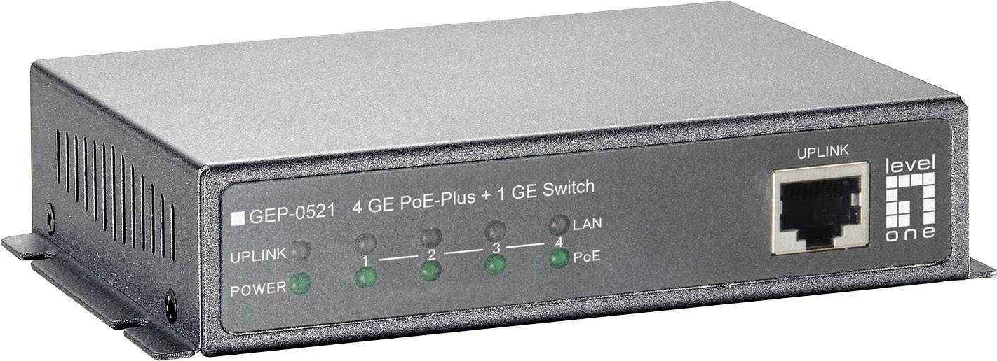 LevelOne 570767 GEP-0521 4 GE PoE-Plus + 1 GE Netzwerk Switch 1 GBit/s