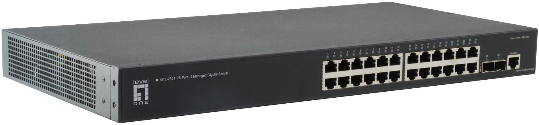 LevelOne GTL-2661 - Switch - 24 x 10/100/1000 + 2 x 10 Gigabit SFP+ - Desktop, an Rack montierbar