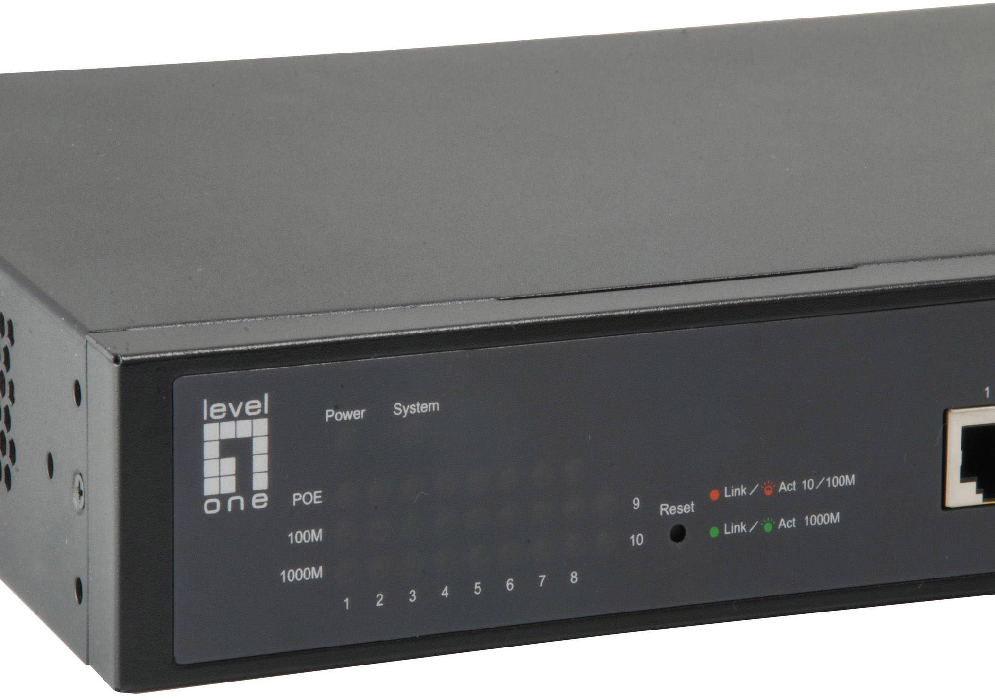 LevelOne GEP-1051 - Switch - Smart - 8 x 10/100/1000 (PoE+) + 2 x Gigabit SFP - Desktop, an Rack montierbar - PoE+ (70 W