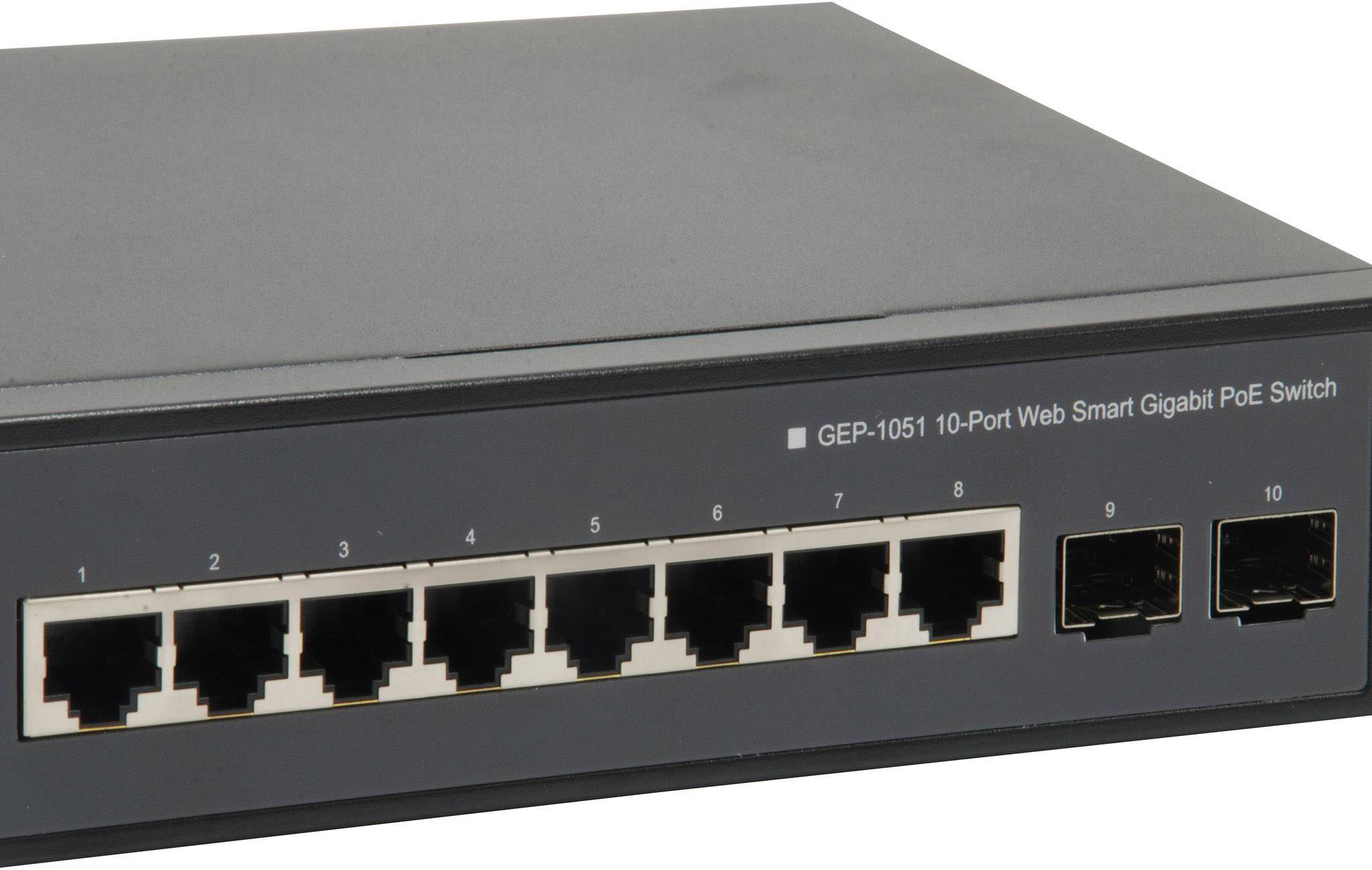 LevelOne GEP-1051 - Switch - Smart - 8 x 10/100/1000 (PoE+) + 2 x Gigabit SFP - Desktop, an Rack montierbar - PoE+ (70 W