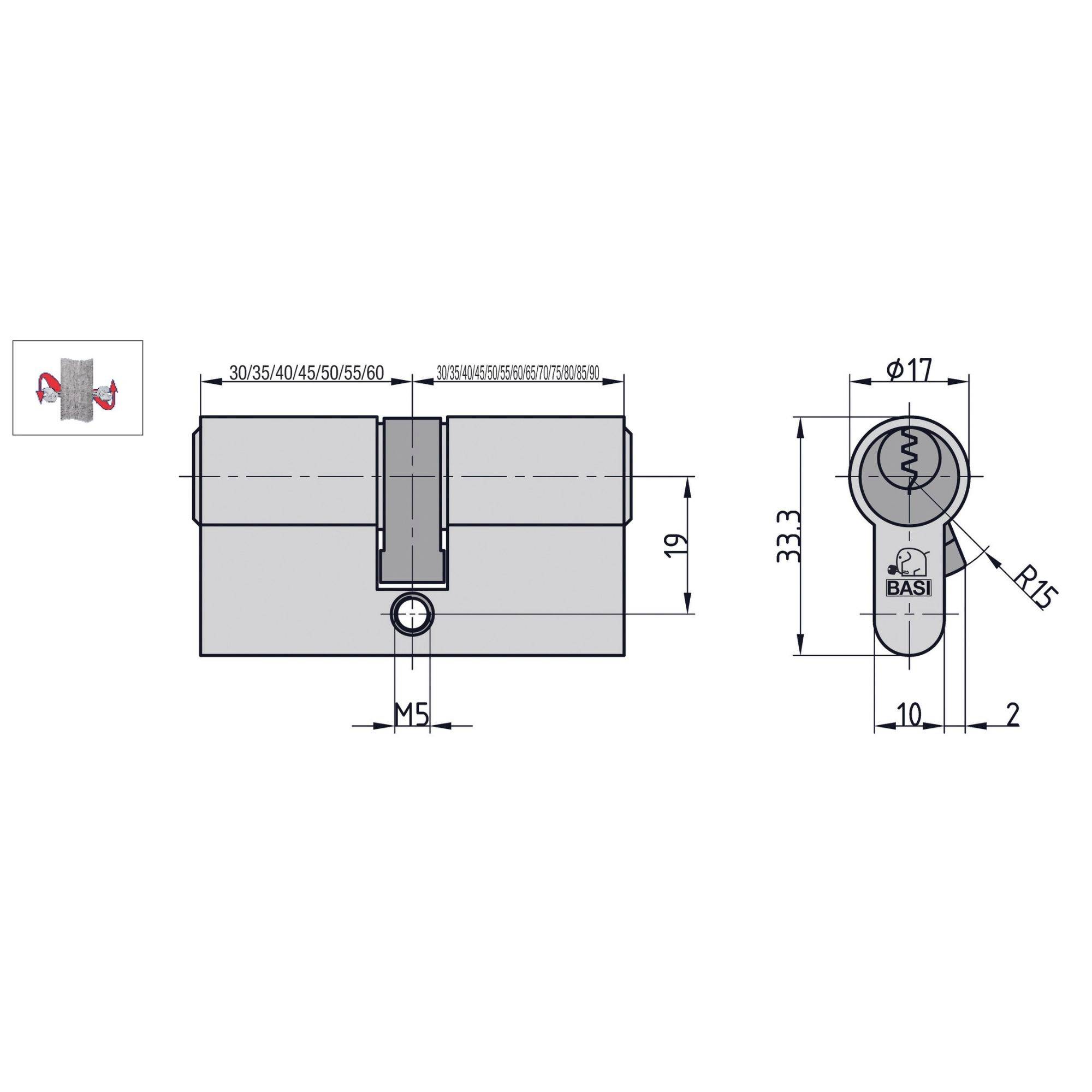 Basi 5031-2000-0034 Profil-Knaufzylinder 50 / 30mm