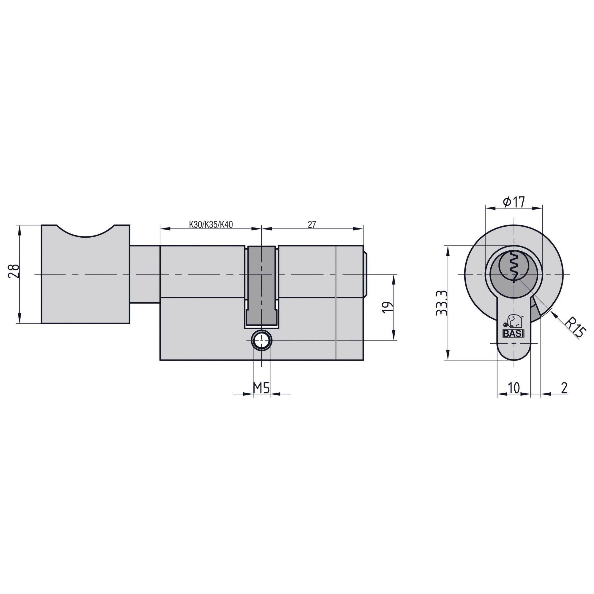 Basi 5050-3527 Profil-Knaufzylinder 35 / 27mm