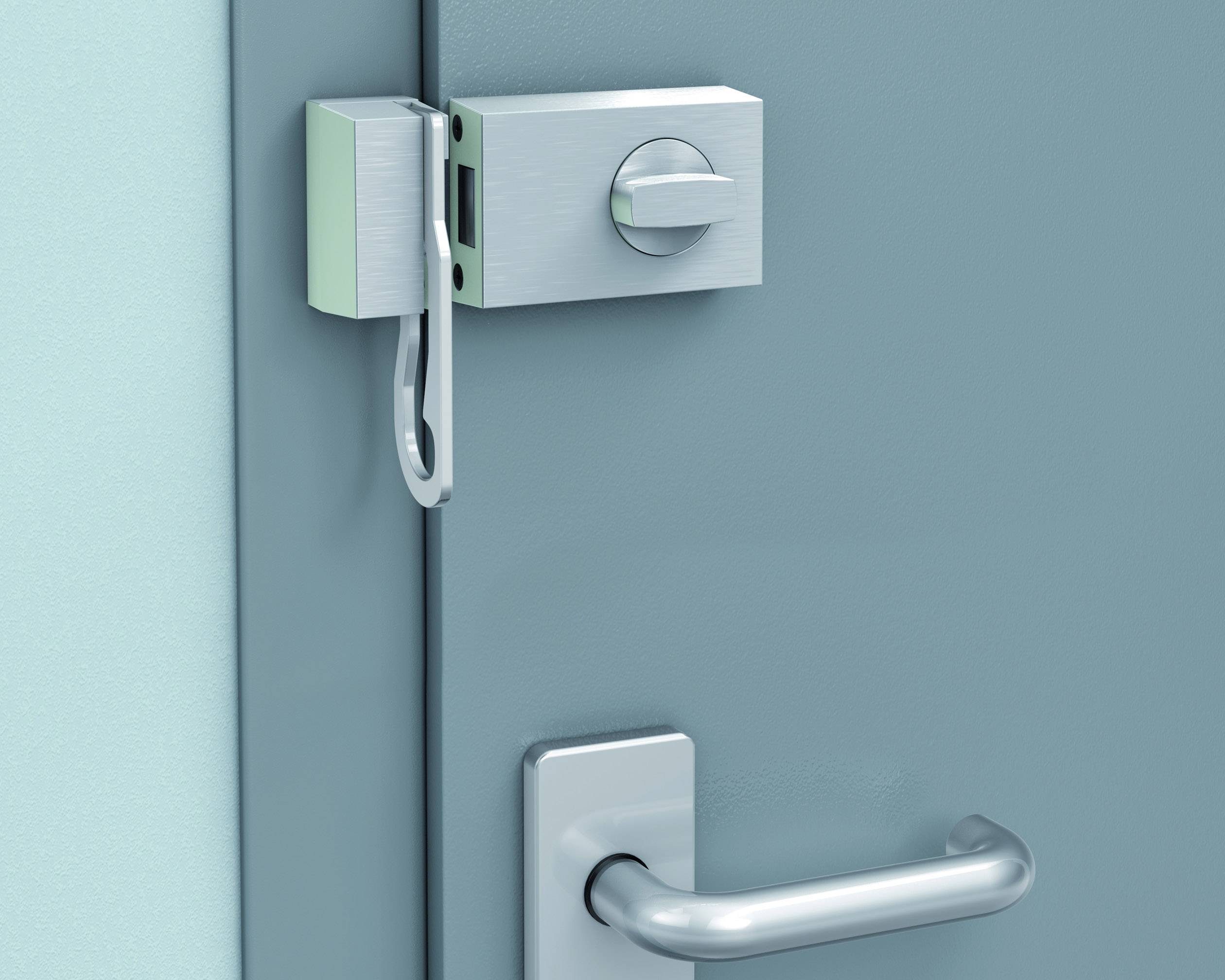 Basi 1306-0205 Türzusatzschloss mit Sperrbügel Silber