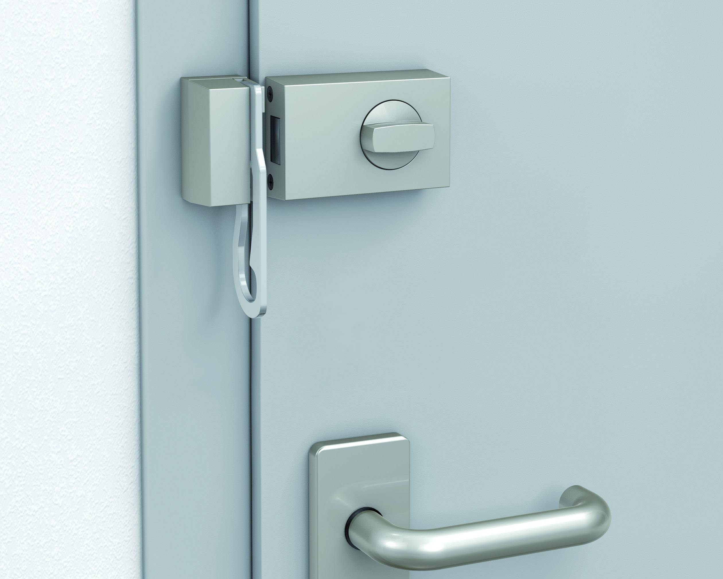 Basi 1302-0208 Türzusatzschloss mit Sperrbügel Edelstahl-Optik