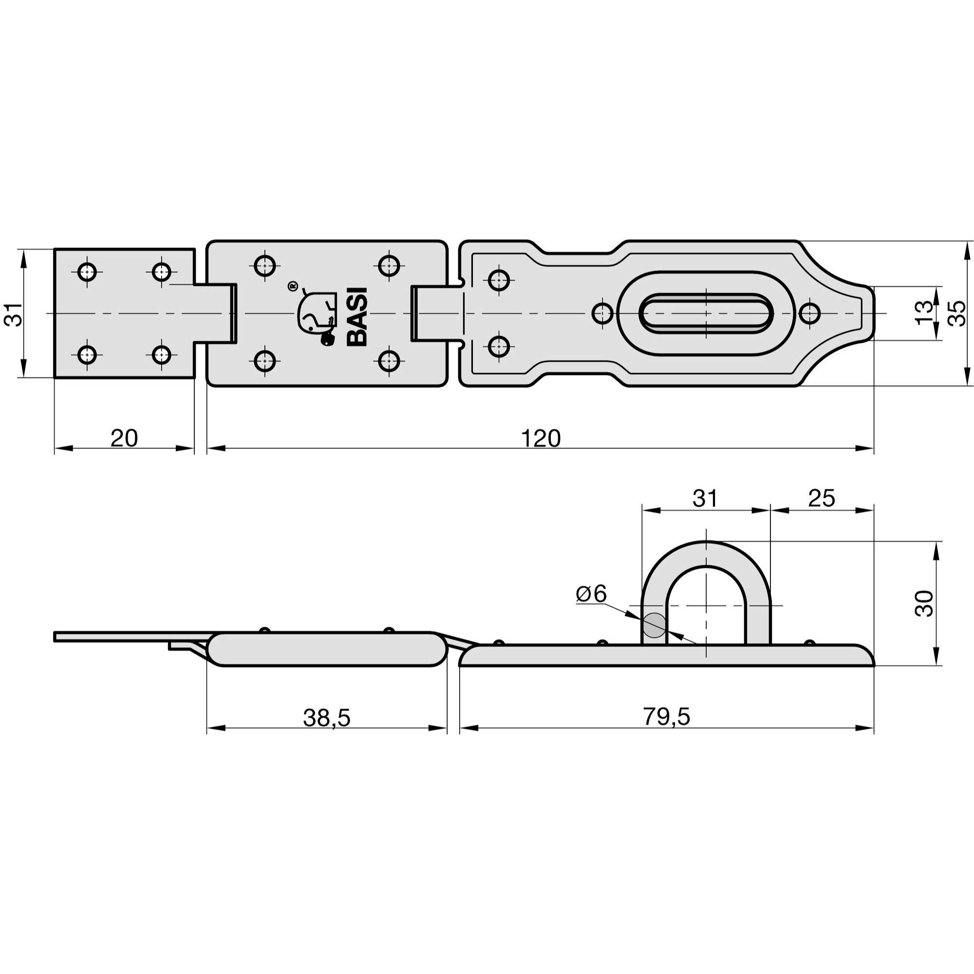 Basi 6900-0120 Sicherheitsüberfalle 140mm Silber