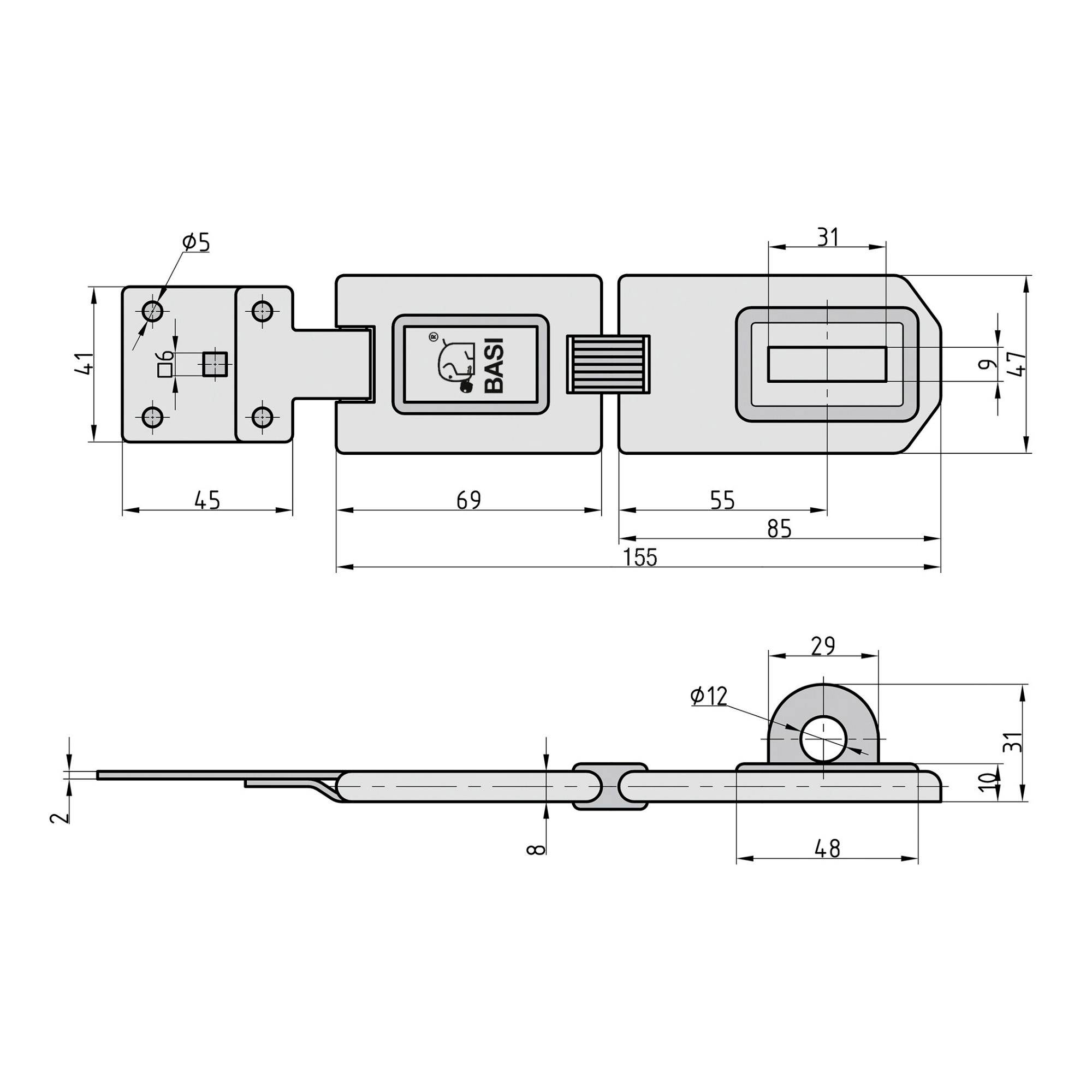 Basi 6901-0155 Sicherheitsüberfalle 155mm Silber