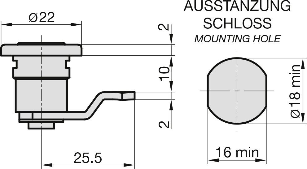 Basi 9000-1322 Hebelschloss Silber