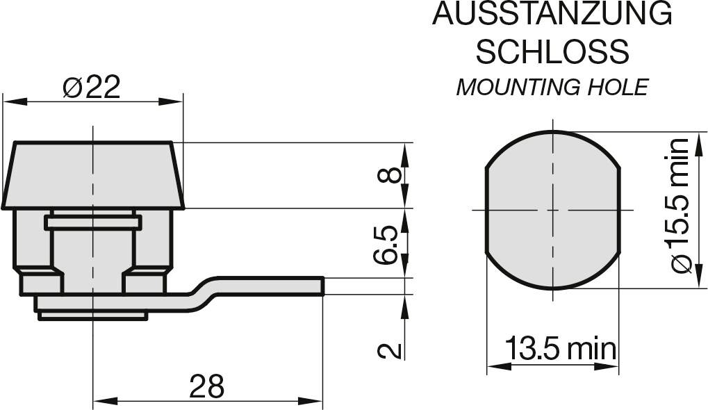 Basi 9000-1333 Hebelschloss Silber
