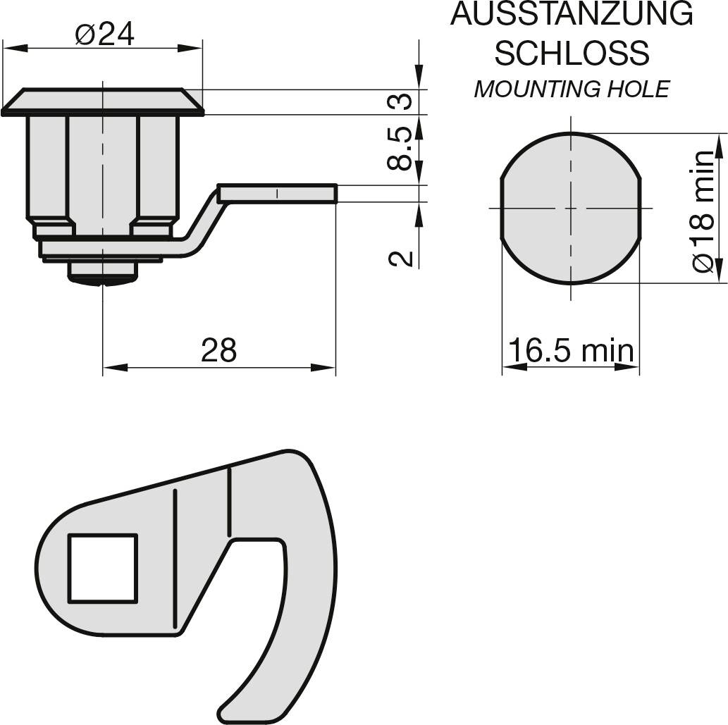 Basi 9000-1357 Hebelschloss Silber