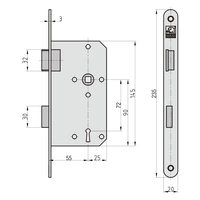 Basi 9220-5512 Einsteck-Zimmertürschloss Silber Basi 9220-5512 Einsteck-Zimmertürschloss Silber