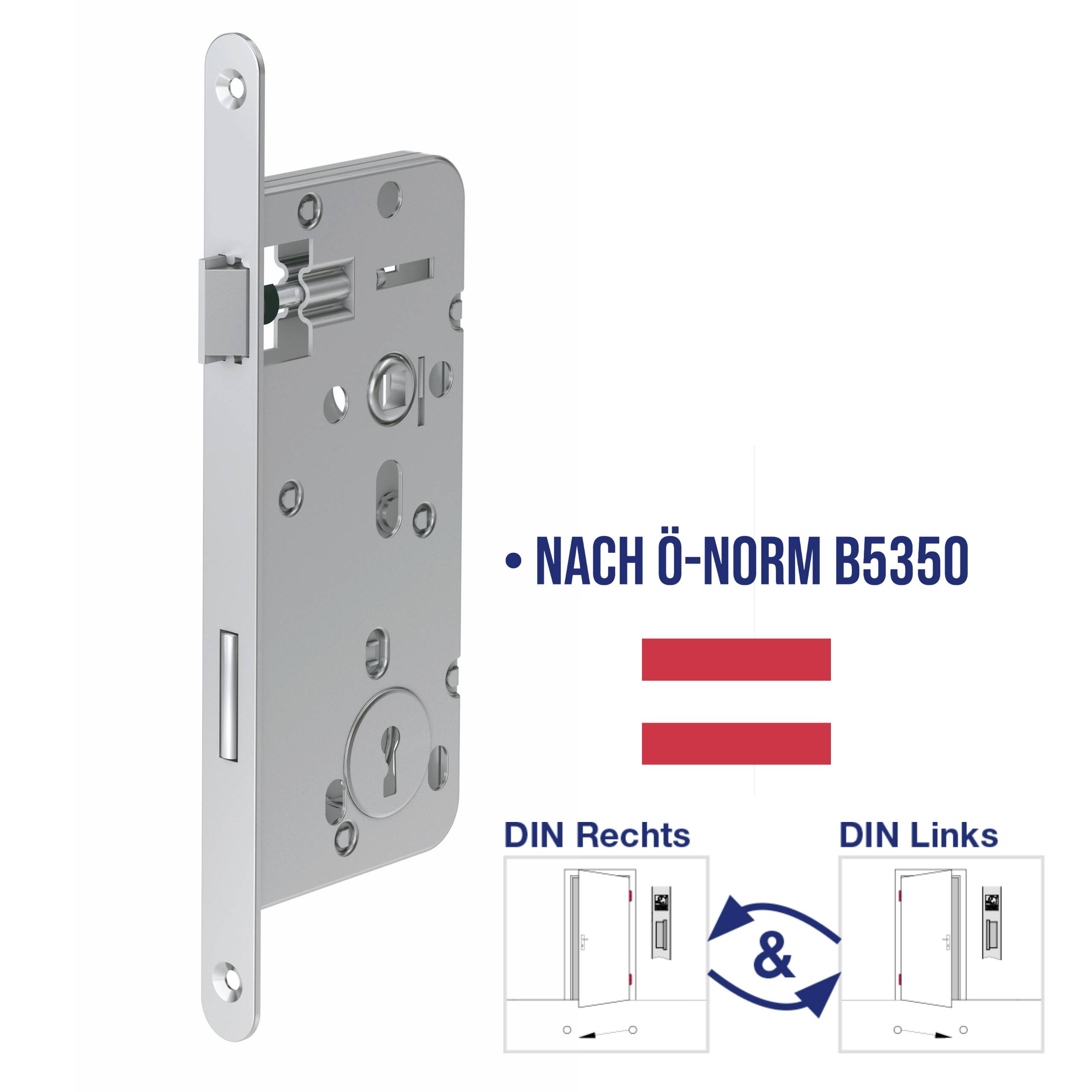 Basi Ö9210-0001 Einsteck-Zimmertürschloss Silber