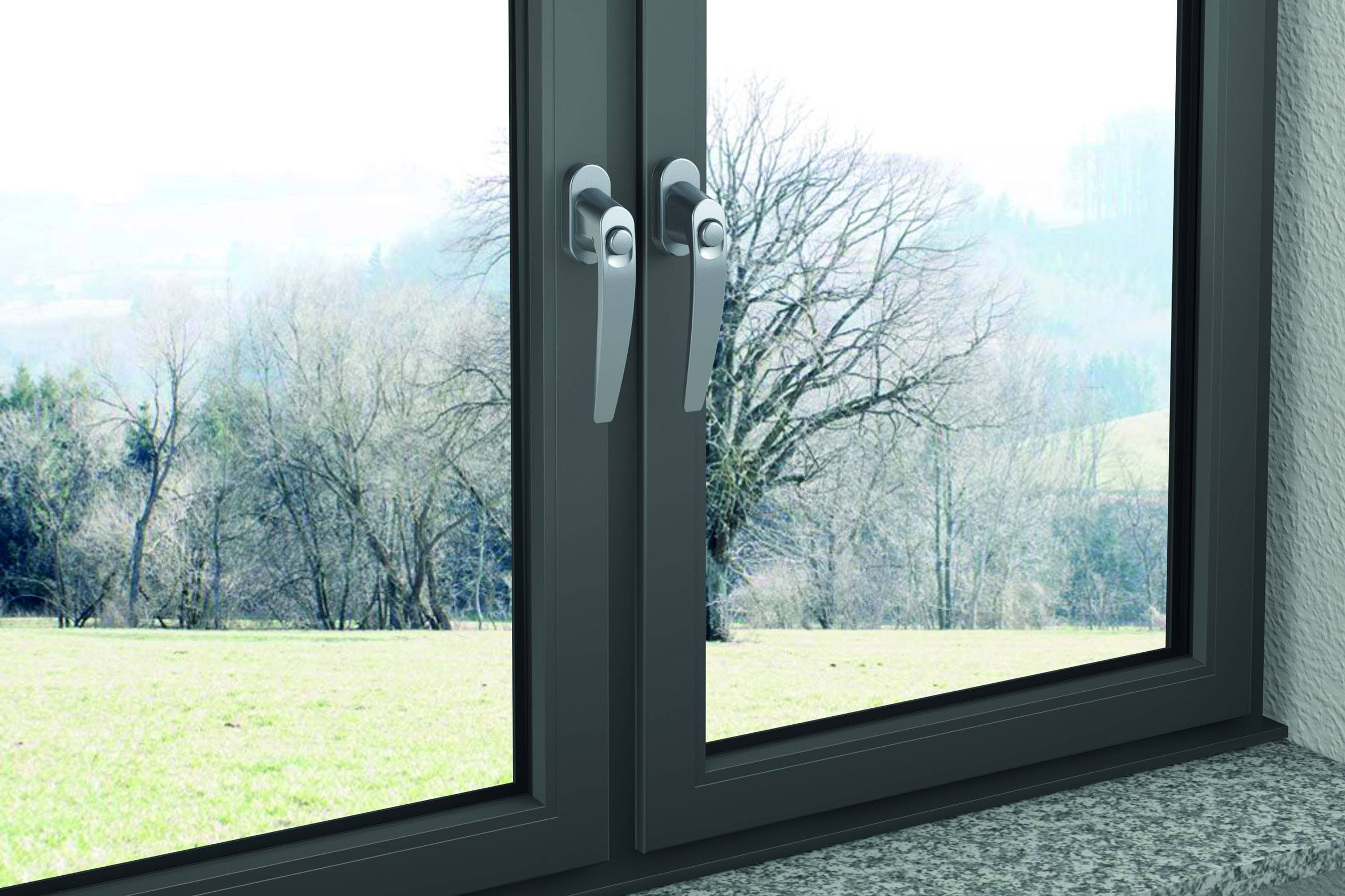 Basi 7554-0010 Fenstergriff mit Druckknopfsicherung Silber