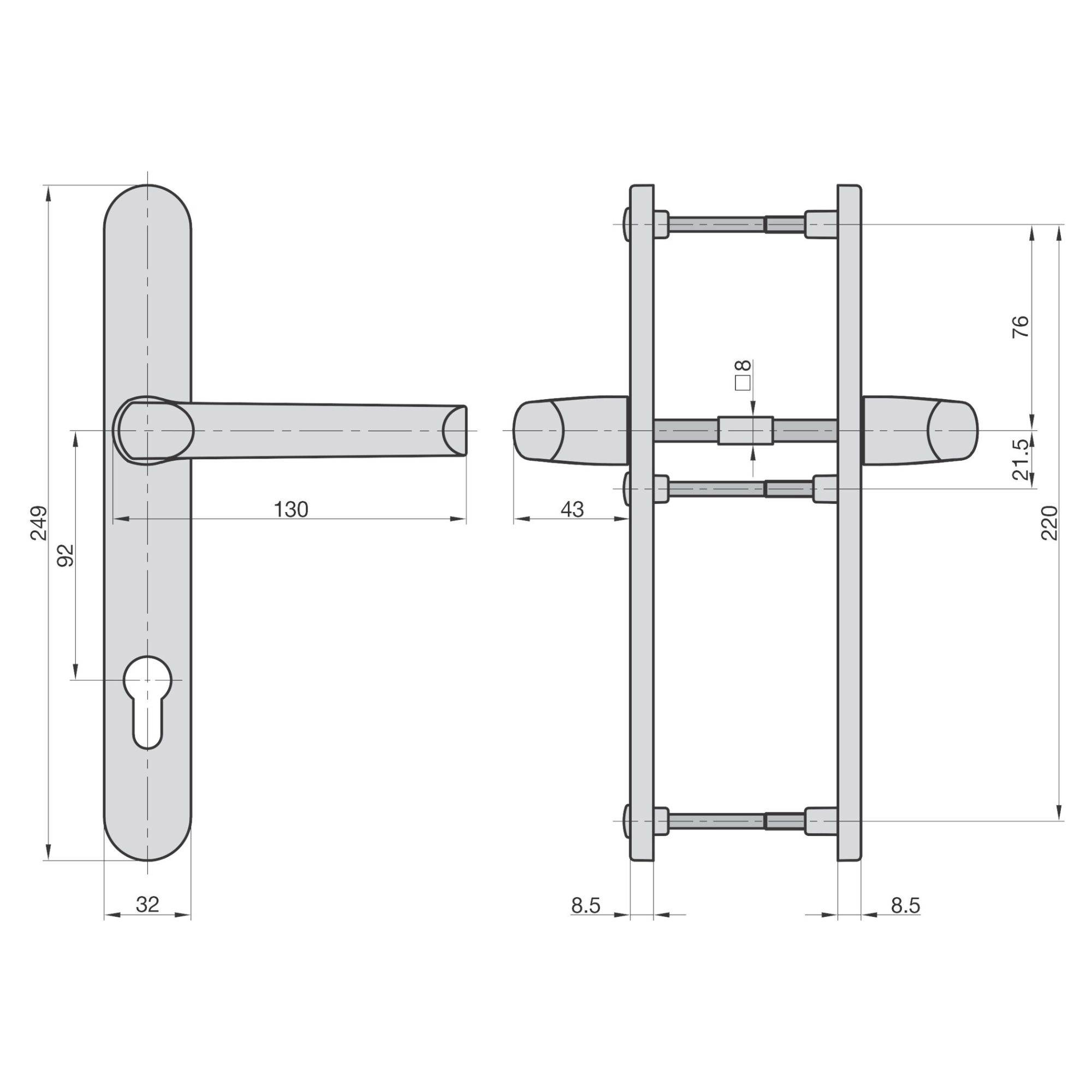 Basi 7830-0101 Schmalrahmen-Drücker-Garnitur