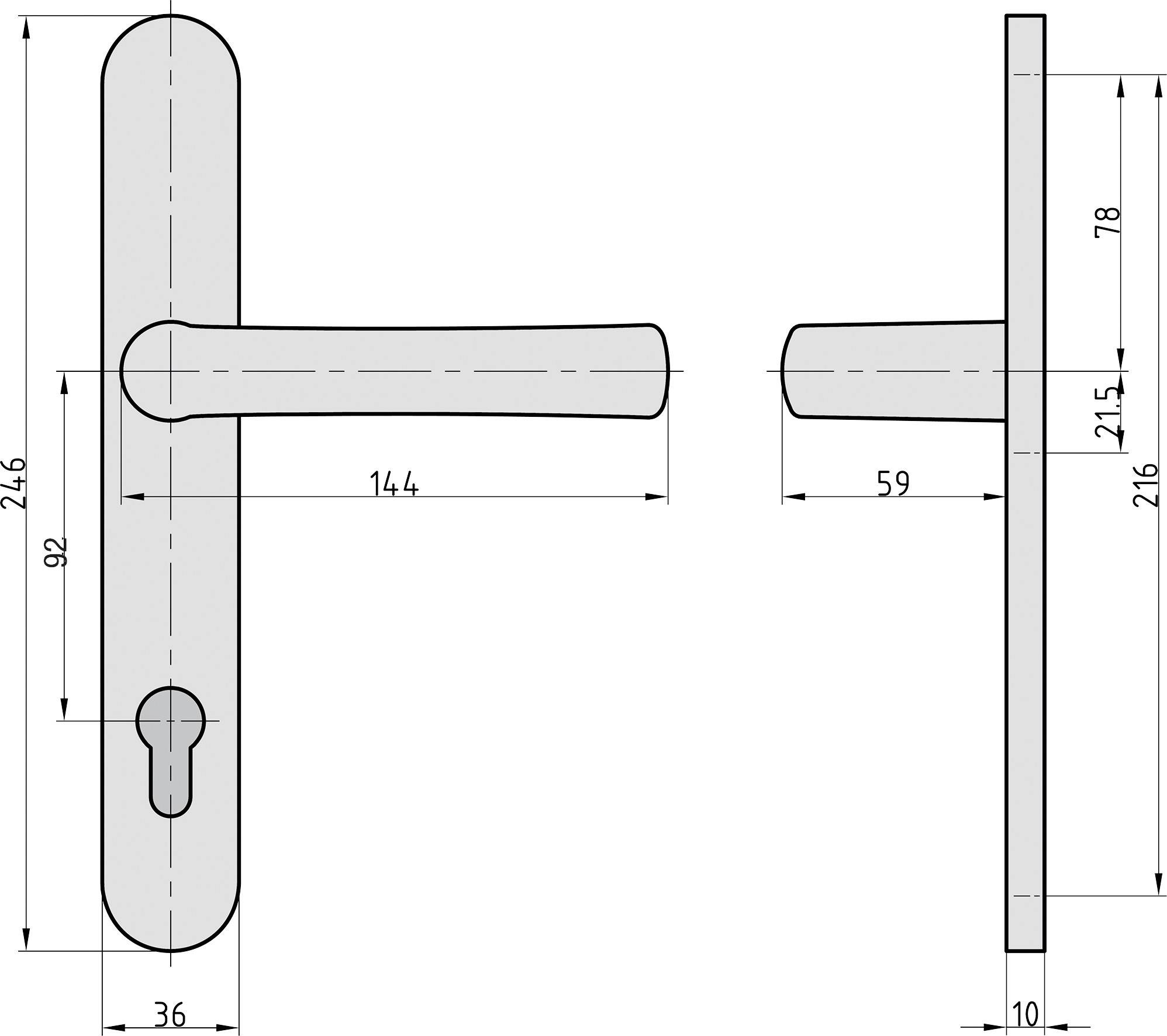 Basi 7839-0108 Schmalrahmen-Drücker-Garnitur