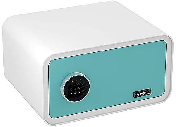 Basi 2018-0001-1013 mySafe 430 Tresor, Einbruchschutztresor Zahlenschloss, Schlüsselschloss Blau, Weiß