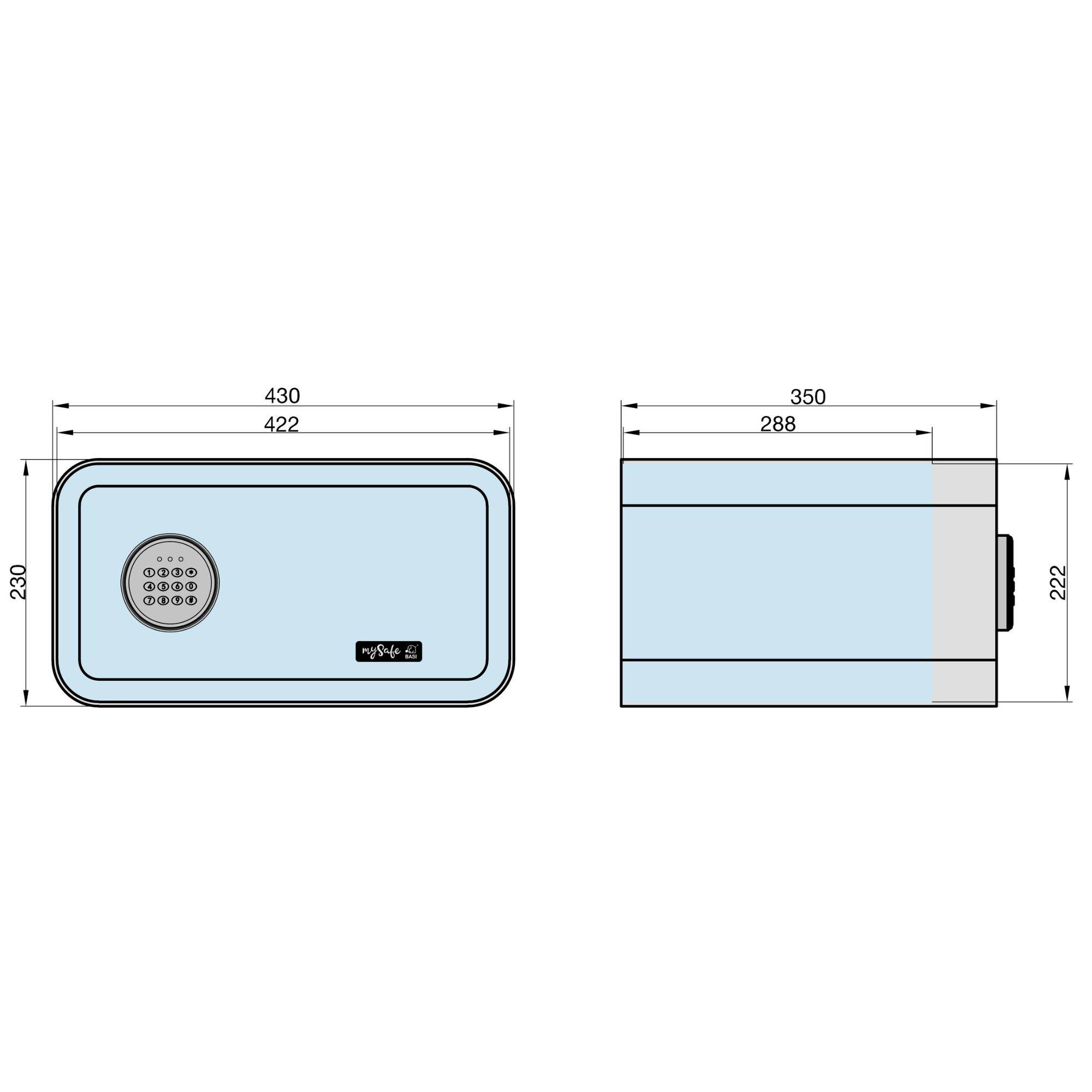 Basi 2018-0001-1600 mySafe 430 Tresor, Einbruchschutztresor Zahlenschloss, Schlüsselschloss Zitronengelb