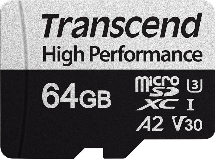 Transcend Premium 330S microSDXC-Karte 64 GB Class 10, UHS-I, UHS-Class 3, v30 Video Speed Class A2-Leistungsstandard, inkl. SD-Adapter
