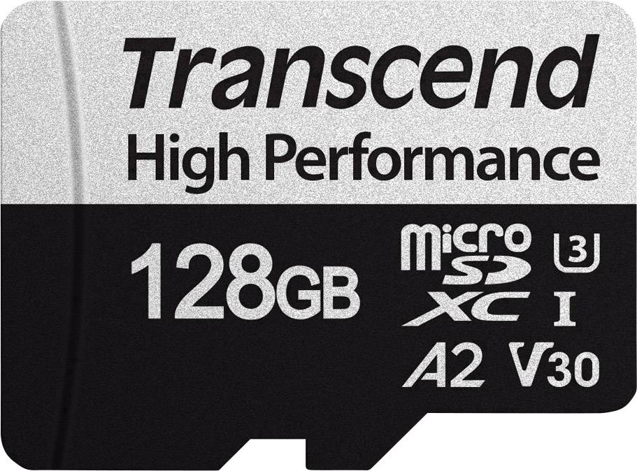 Transcend Premium 330S microSDXC-Karte 128 GB Class 10, UHS-I, UHS-Class 3, v30 Video Speed Class A2-Leistungsstandard, inkl. SD-Adapter