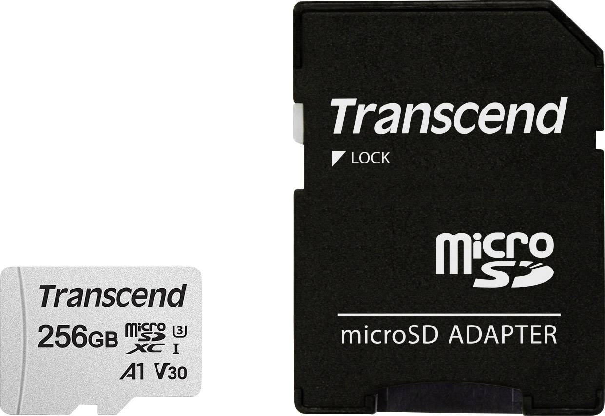 Transcend Premium 300S microSDXC-Karte 256GB Class 10, UHS-I, UHS-Class 3, v30 Video Speed Class, A1 Application Performance