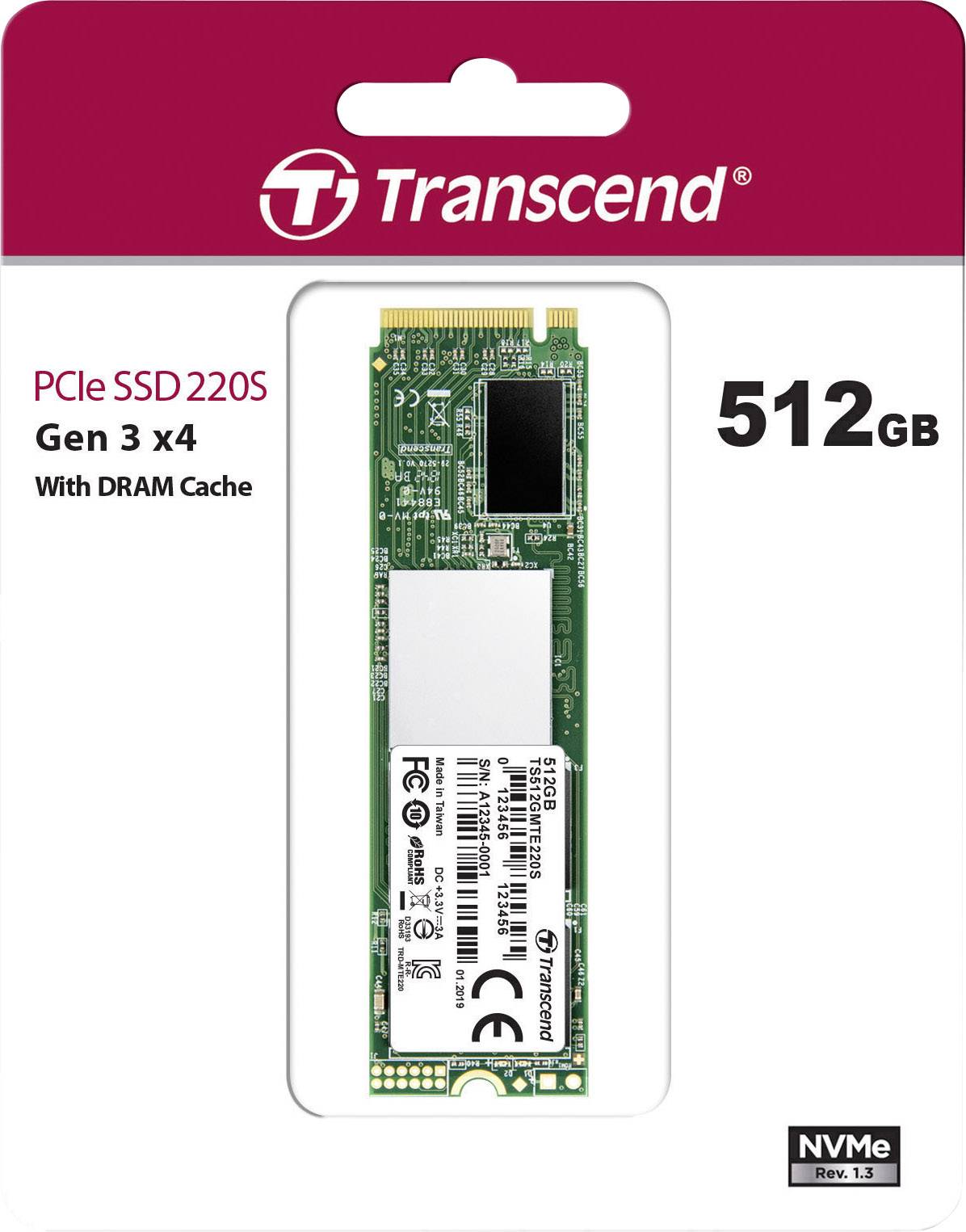 Transcend 220S 512GB Interne M.2 PCIe NVMe SSD 2280 M.2 NVMe PCIe 3.0 x4 Retail TS512GMTE220S