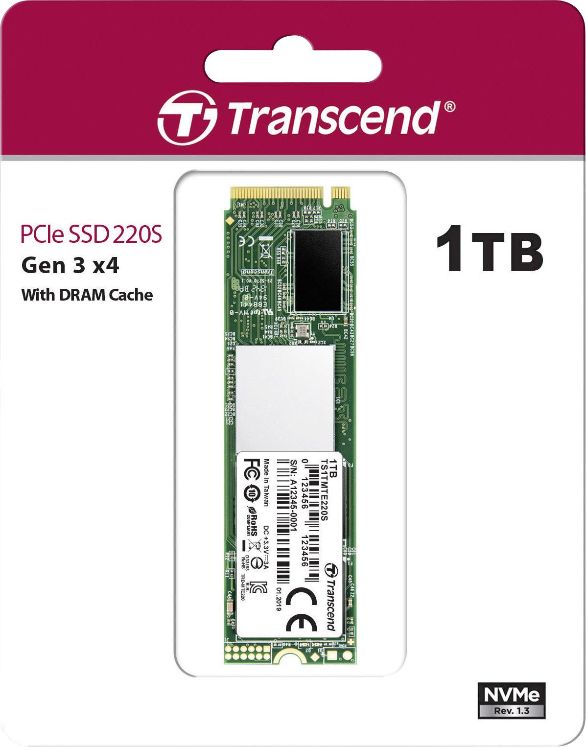 Transcend 220S 1 TB Interne M.2 PCIe NVMe SSD 2280 M.2 NVMe PCIe 3.0 x4 Retail TS1TMTE220S