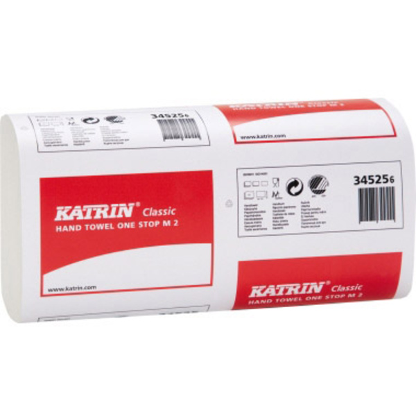 Katrin 345256 Classic One Stop M2 Papierhandtücher (L x B) 25 cm x 23.5 cm Weiß 21 x 144 Bl./Pack.  3024 Blatt