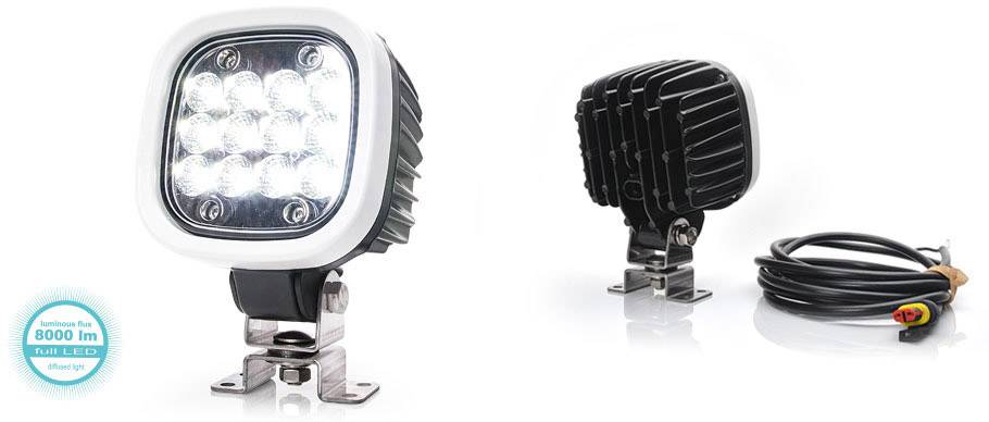 WAS Arbeitsscheinwerfer 12 V, 24 V, 36 V, 48 V, 60 V, 70V W130 8000 Superseal 1214/1 Breite Nahfeldausleuchtung (B x H x T) 110