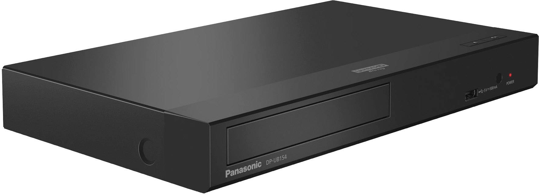 Schwarzer Panasonic Blu-ray-Player mit modernem Design, flachem Gehäuse und minimalistischem Bedienfeld.